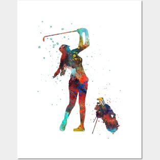 Girl golfer Posters and Art